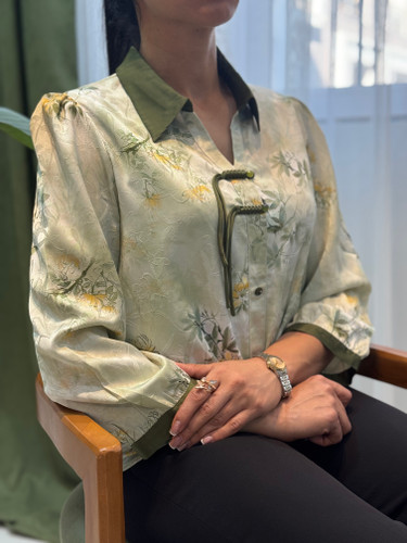 خرید شومیز ساتن سبز مجلسی