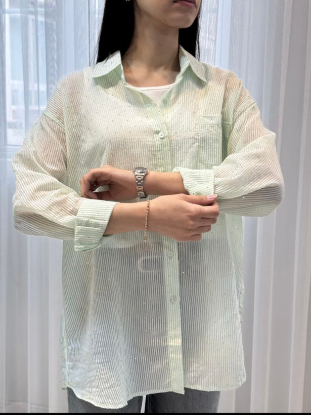 خرید شومیز حریر نگینی بیرونی