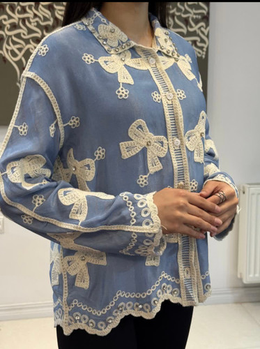 خرید شومیز ساتن ابریشمی وارداتی سنگدوزی شده