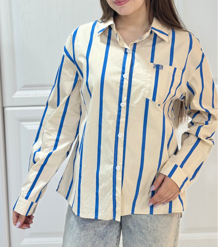 شومیز راه راه کتان مدل سانیا